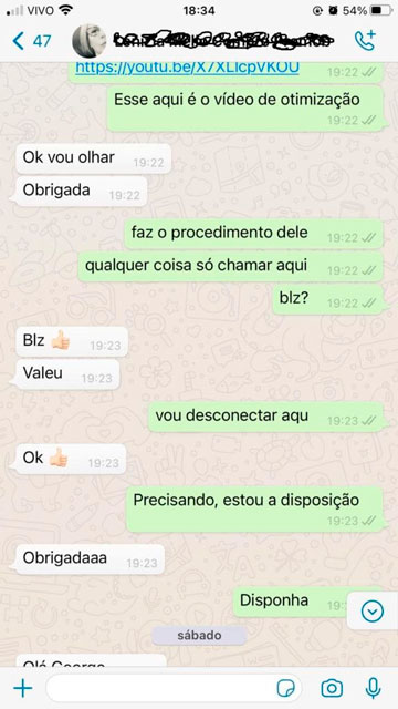 Conversa WhatsApp Aluno