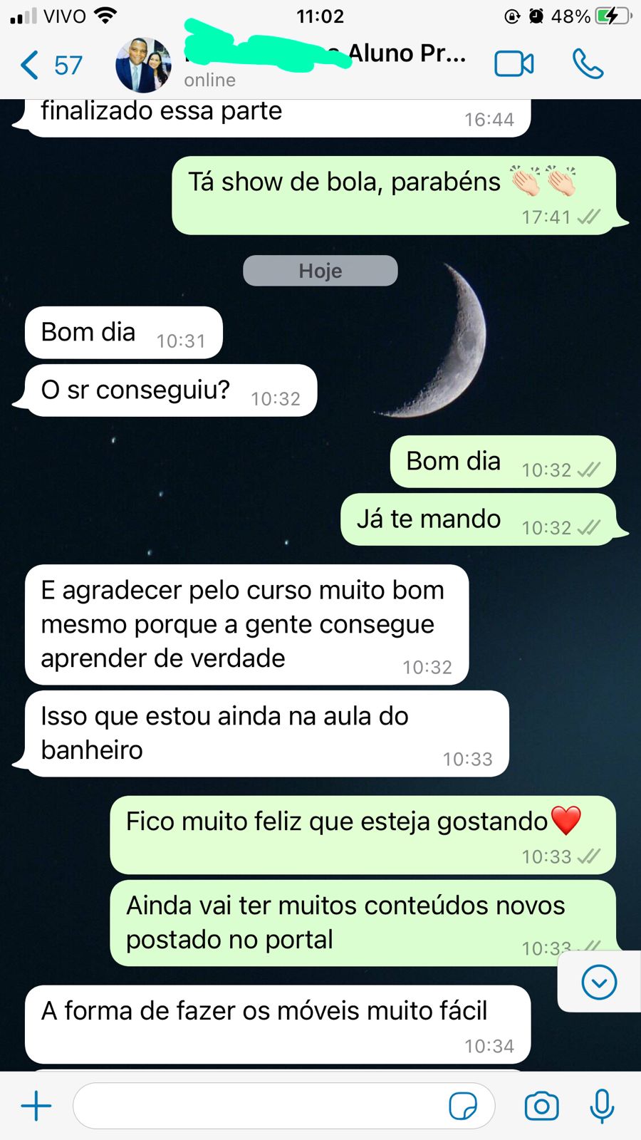 Conversa WhatsApp Aluno