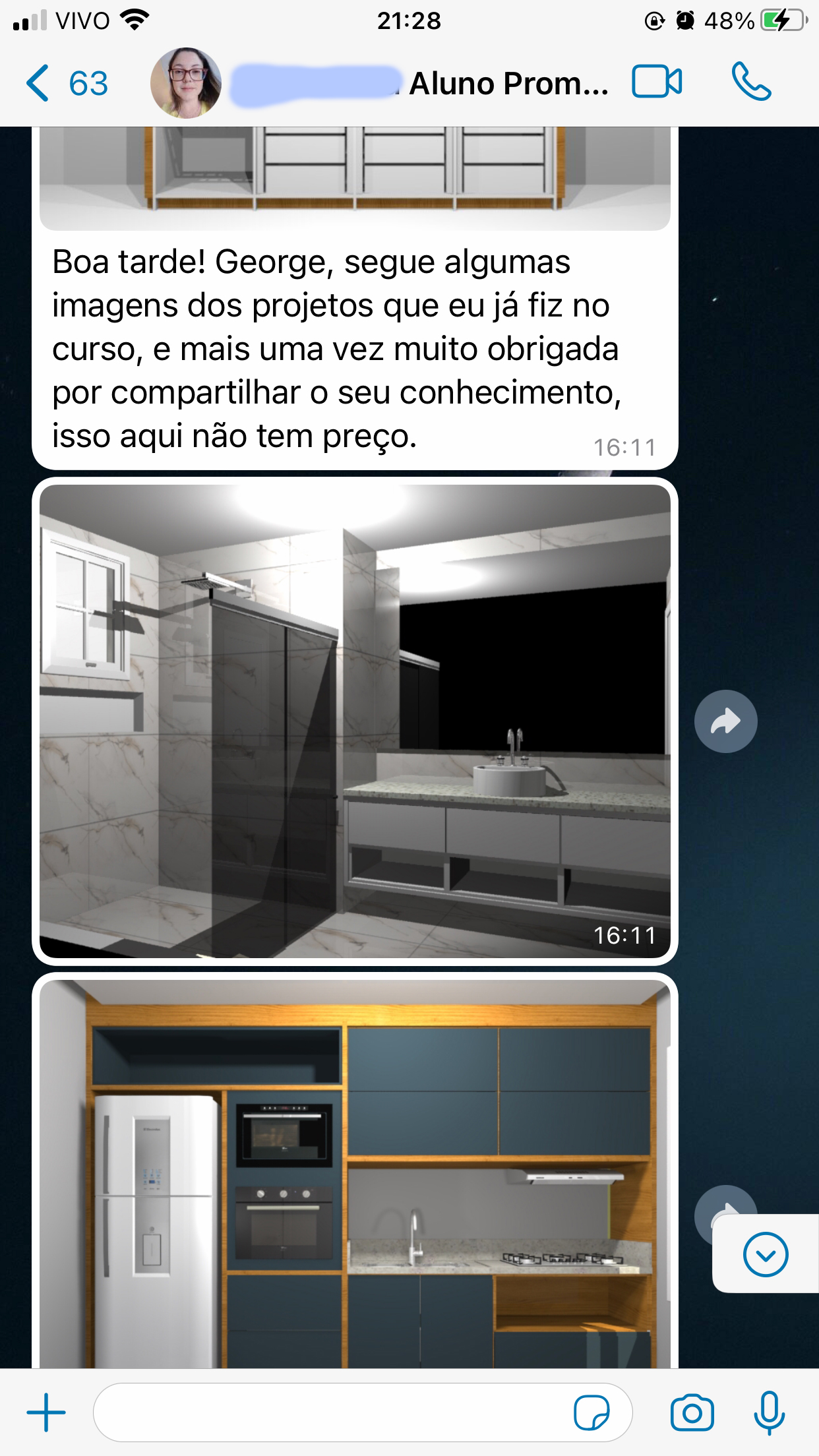 Conversa WhatsApp Aluno