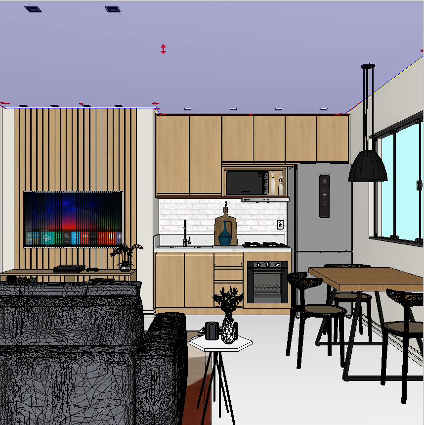 Projeto de cozinha planejada feita no Promob