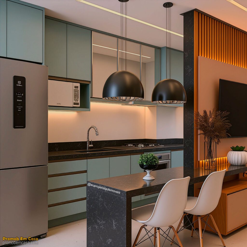 Projeto de cozinha planejada feita no Promob