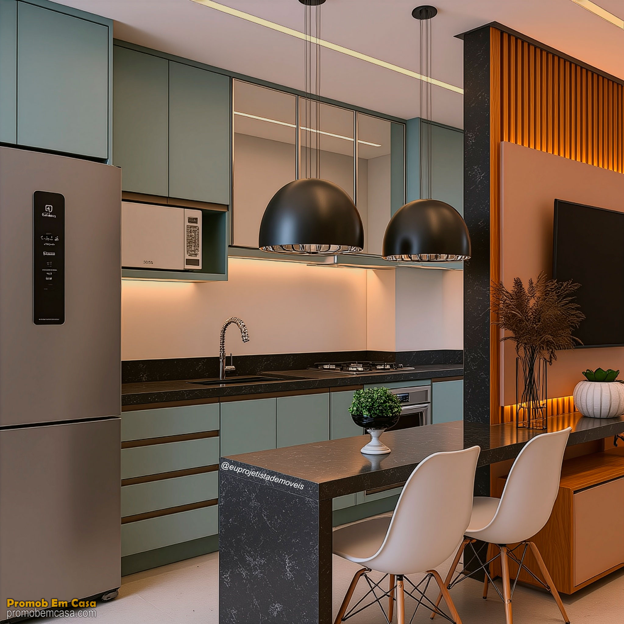 Projeto de cozinha planejada feita no Promob