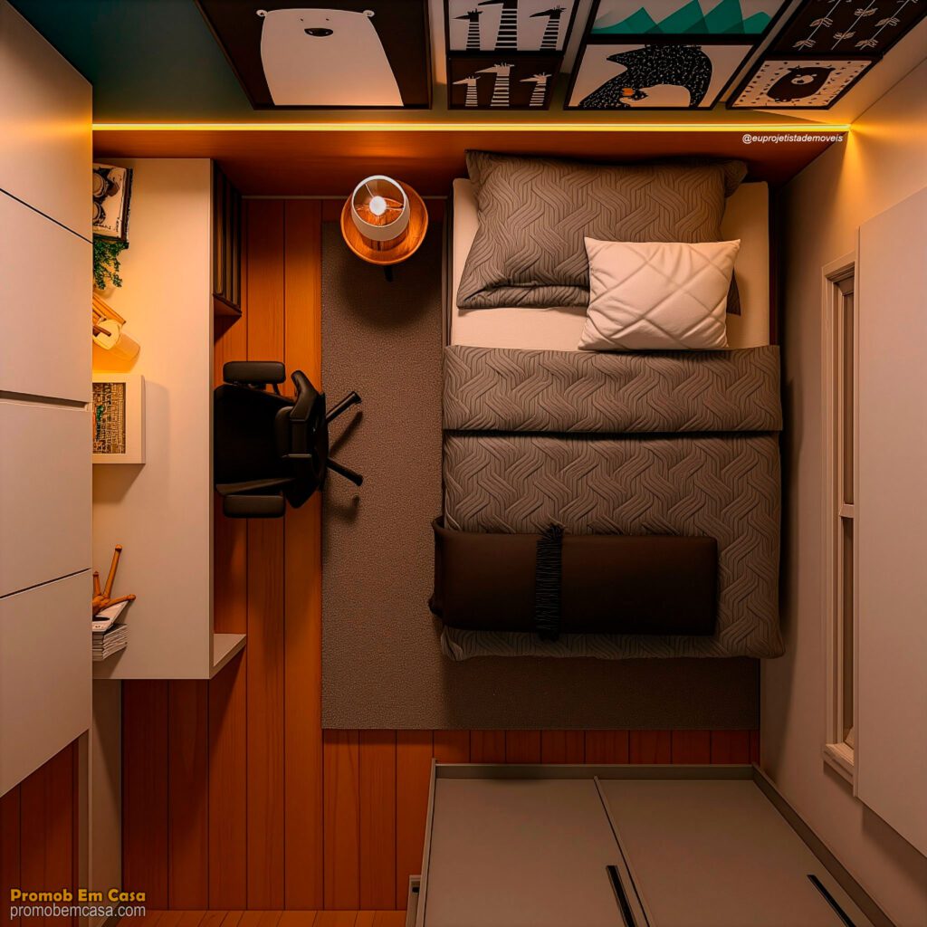 Projeto de um lindo quarto feito no promob com real scene