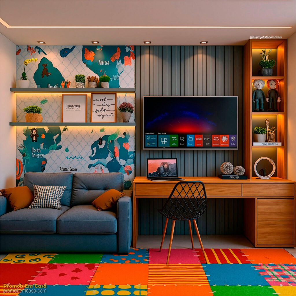 Uma Linda bancada de estudos infantil feita no promob