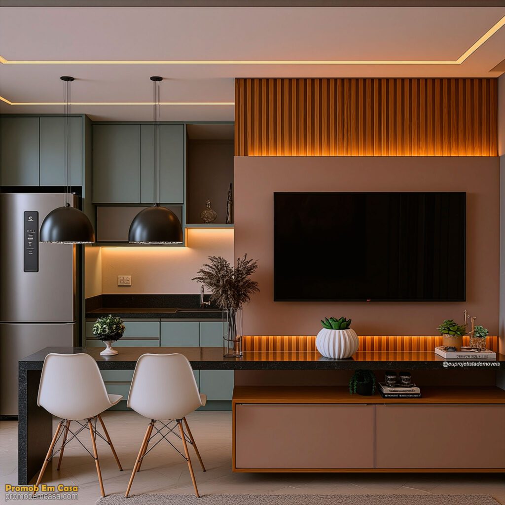 Projeto de cozinha planejada feita no Promob