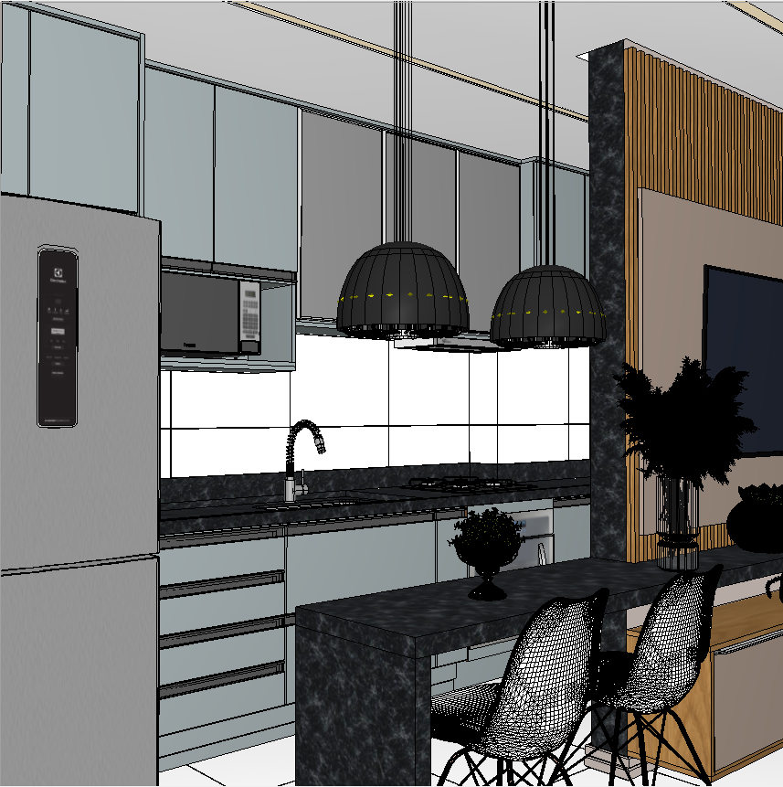 Projeto de cozinha planejada feita no Promob